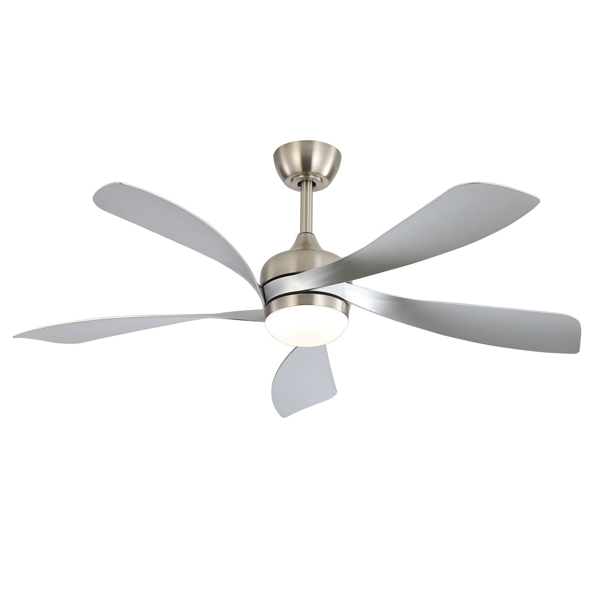 52" Ceiling Fan With Light Featuring 5 Blades Dimmable LED And Memory Function - Nickel