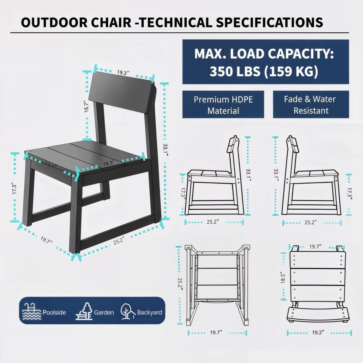 All Weather Patio Dining Chairs (Set of 2)