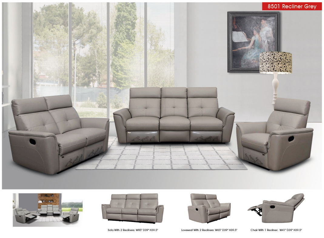 8501 - Sofa With 2 Manual Recliners