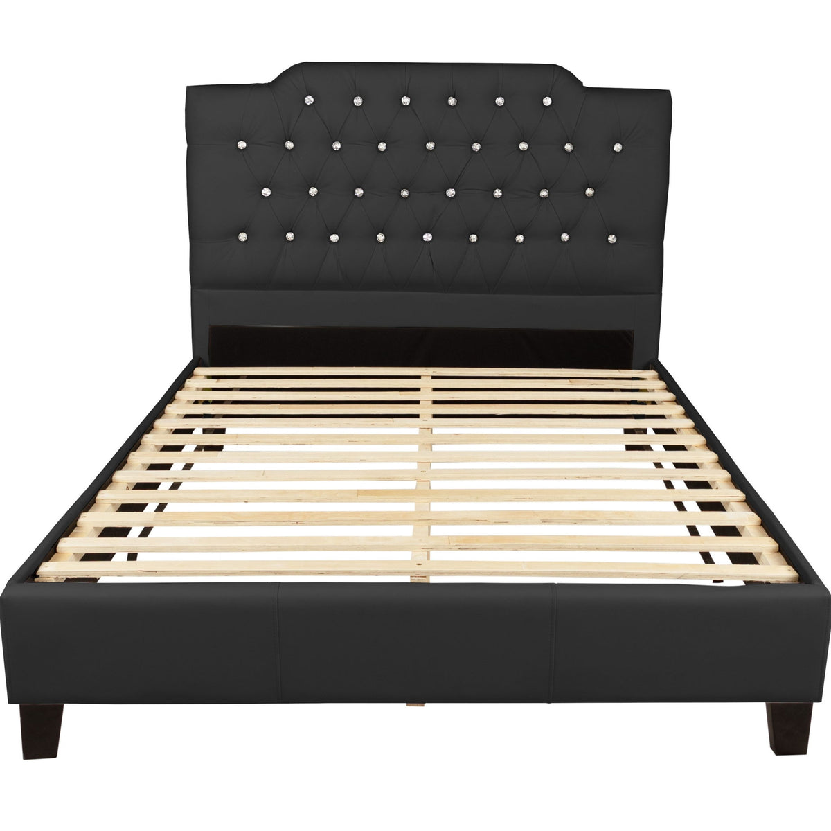 Modern Bed Frame With Tufted Upholstered Headboard