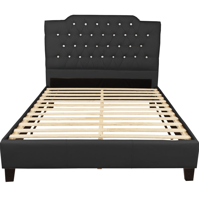 Modern Bed Frame With Tufted Upholstered Headboard