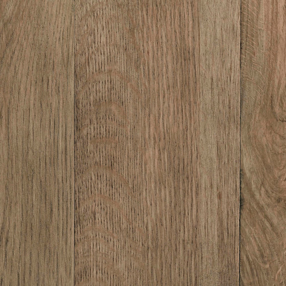 Reclaimed oak wood panel close-up with pronounced grain, dark brown finish