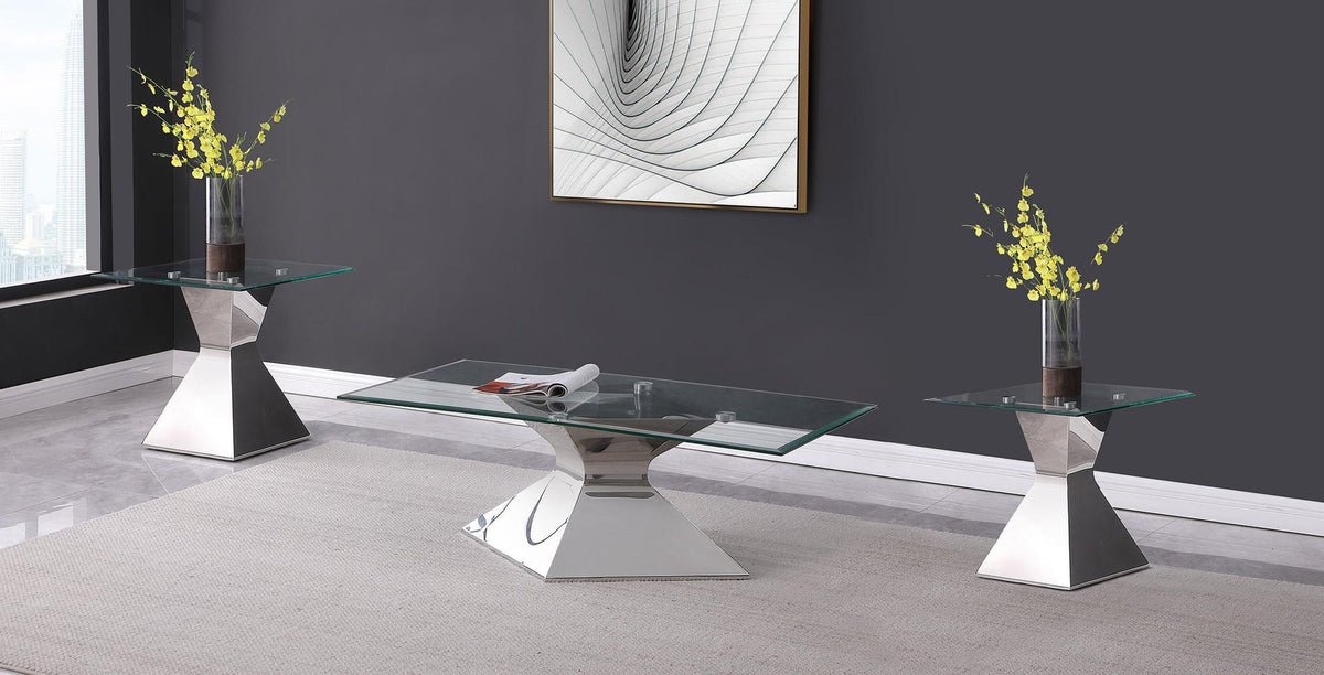 Jenny 3-piece Rectangular Coffee and End Table Set Chrome