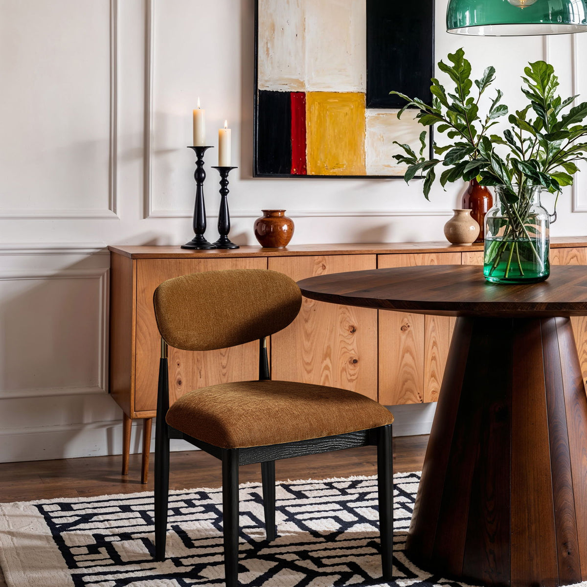 Riccio - Fabric Dining Side Chair (Set of 2) - Black And Gold Frame