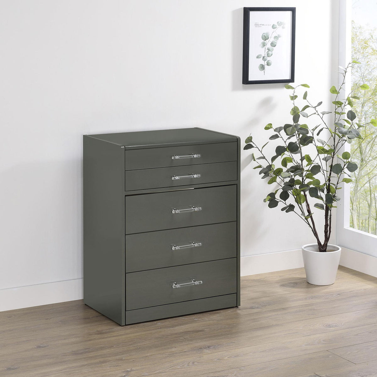 Danbury 3-drawer Makeup Vanity & Stool Set Grey High Gloss