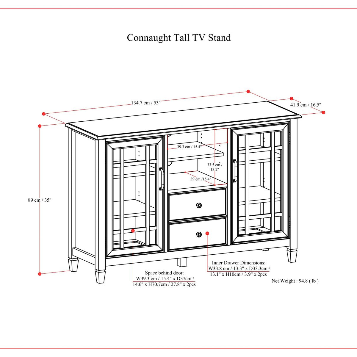 Connaught - Tall TV Stand - Brown