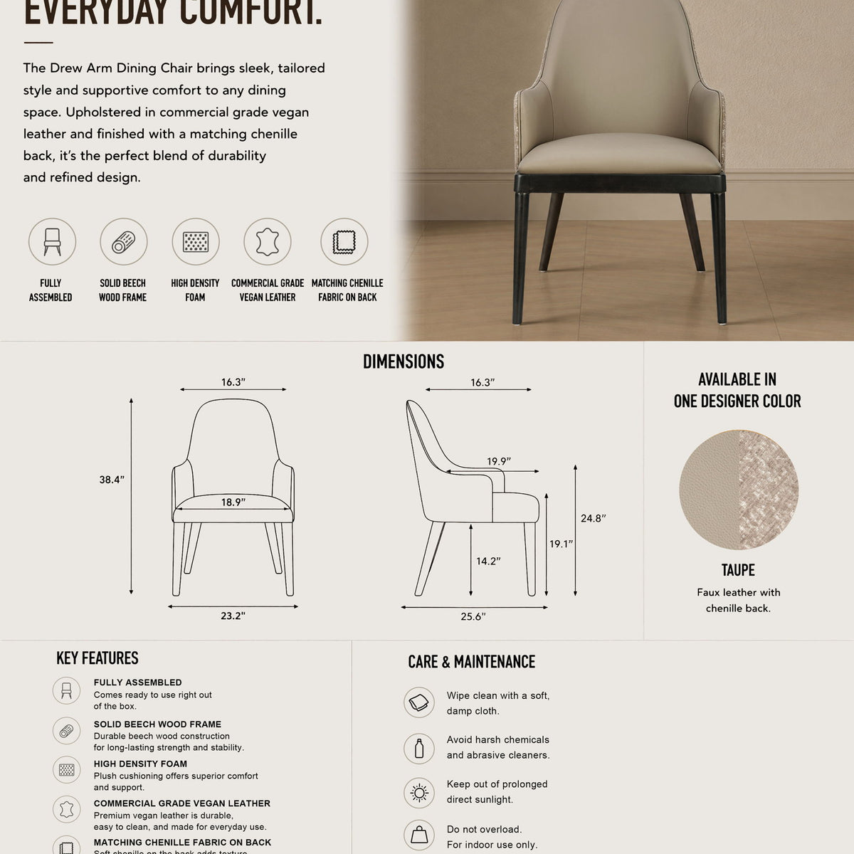 Drew - Armchair - Taupe