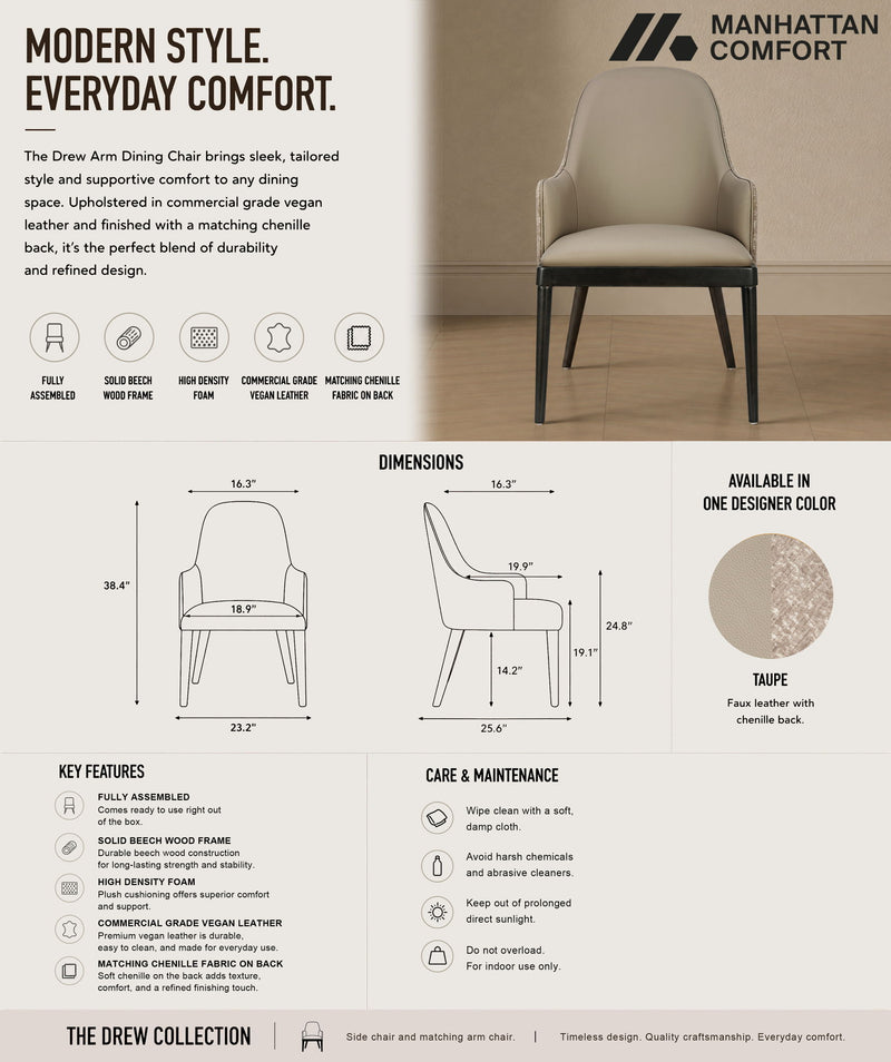 Drew - Armchair - Taupe