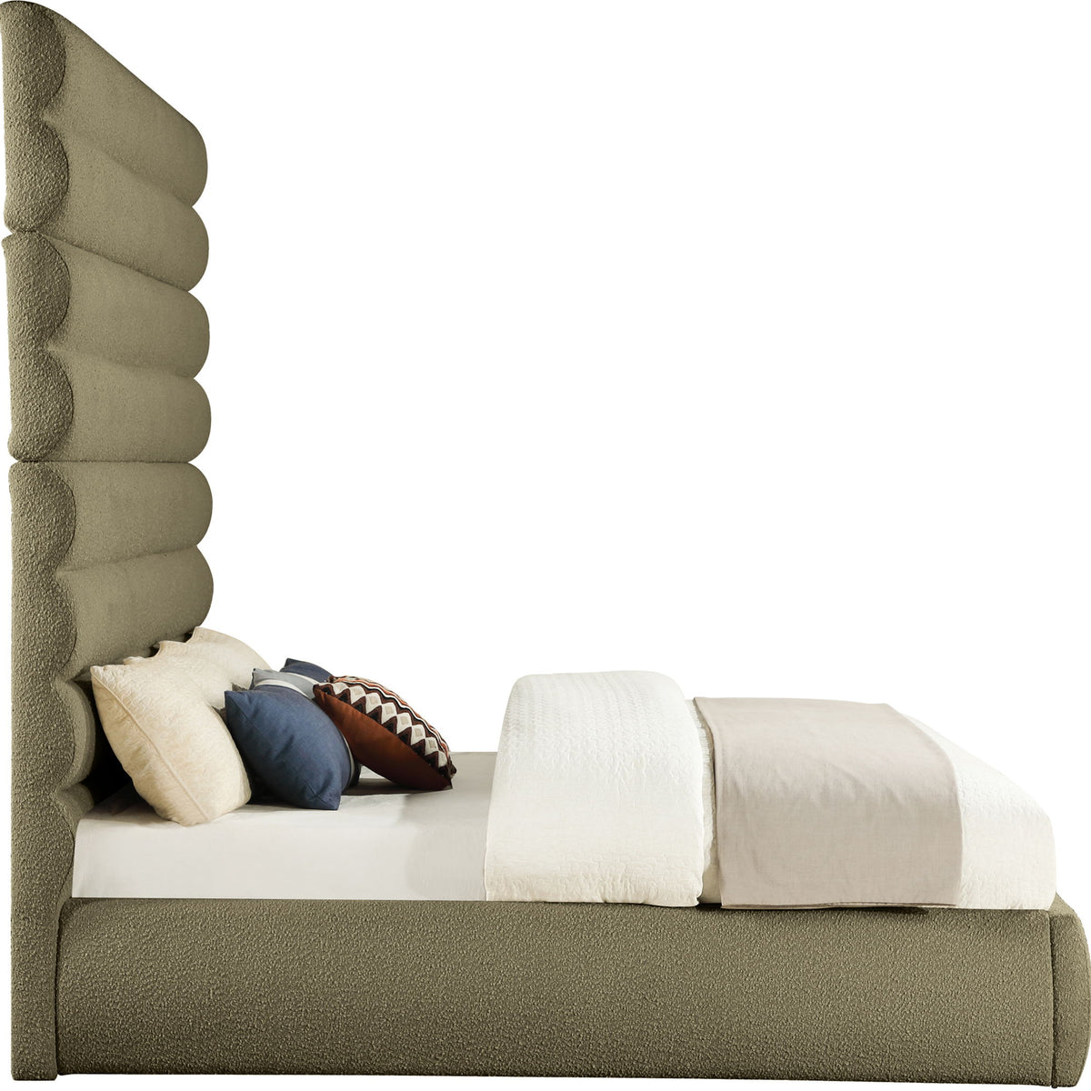 Adam - Boucle Fabric Bed With 89" Headboard