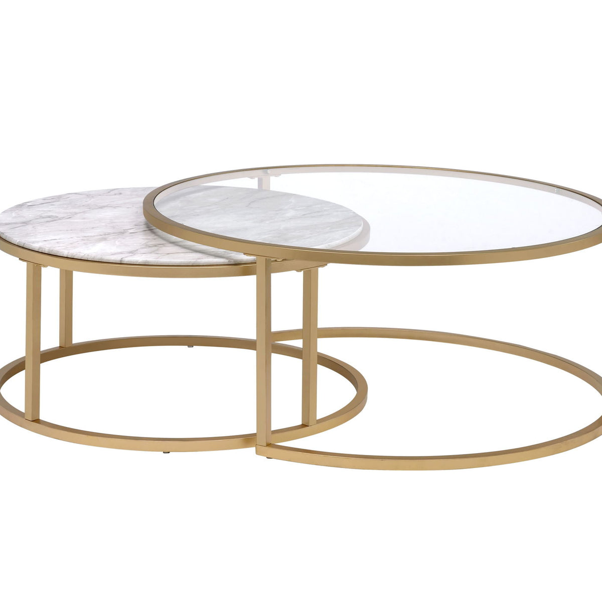 Shanish - Engineered Stone Top Nesting Table Set - Gold