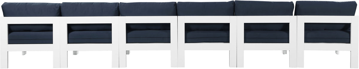Nizuc - Outdoor Patio 6 Seat Armless Modular Sofa With White Frame