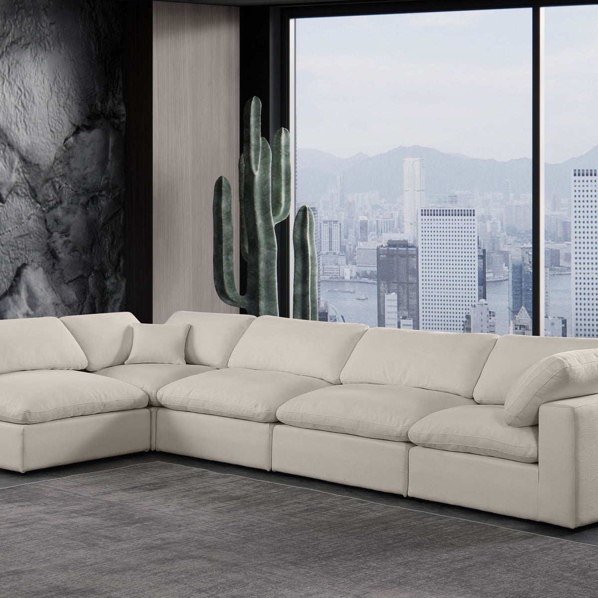 Comfy - 5 Piece Linen Modular Sectional
