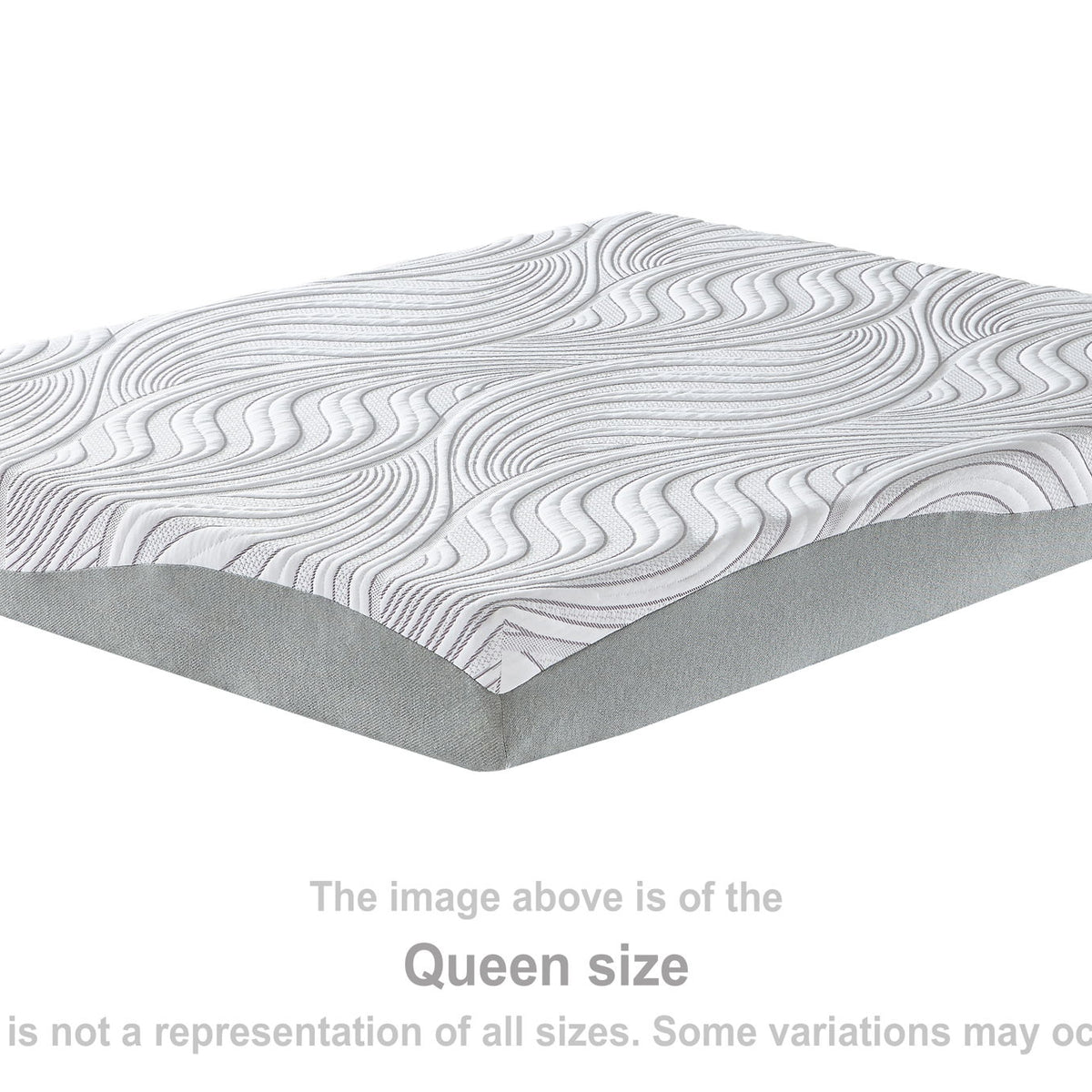 White 8-inch memory foam mattress with gray wave-pattern top cover