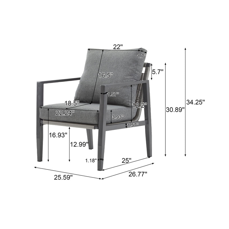 Modern Lounge Chair With Rope Accents And Cushions