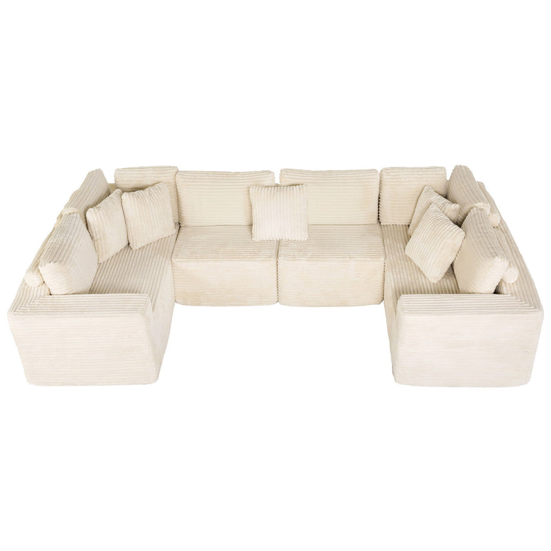 Modular U Shaped Sectional Sofa With Reversible Design