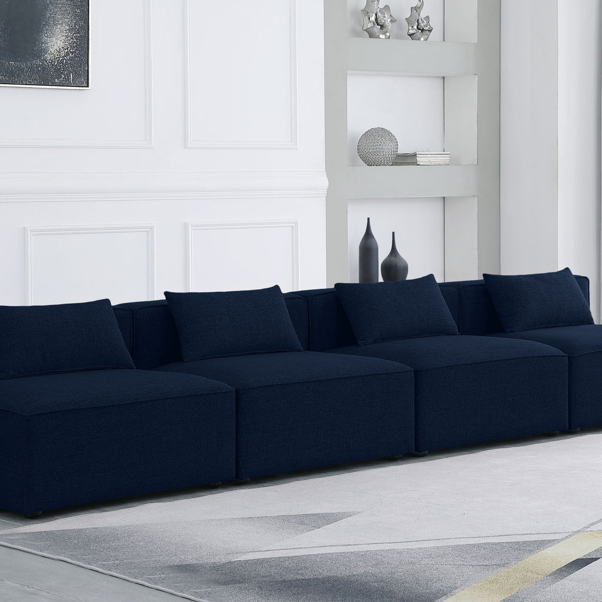 Cube - Linen Modular 4 Seat Armless Sofa