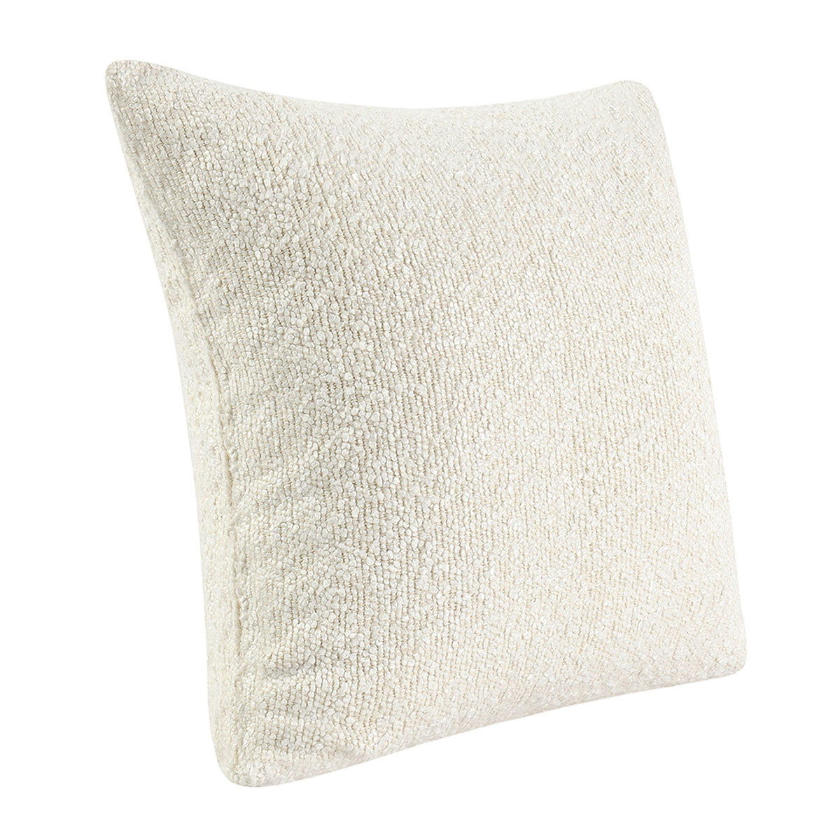 Ivory textured lumbar pillow, square edge with rounded corners and stitched seams
