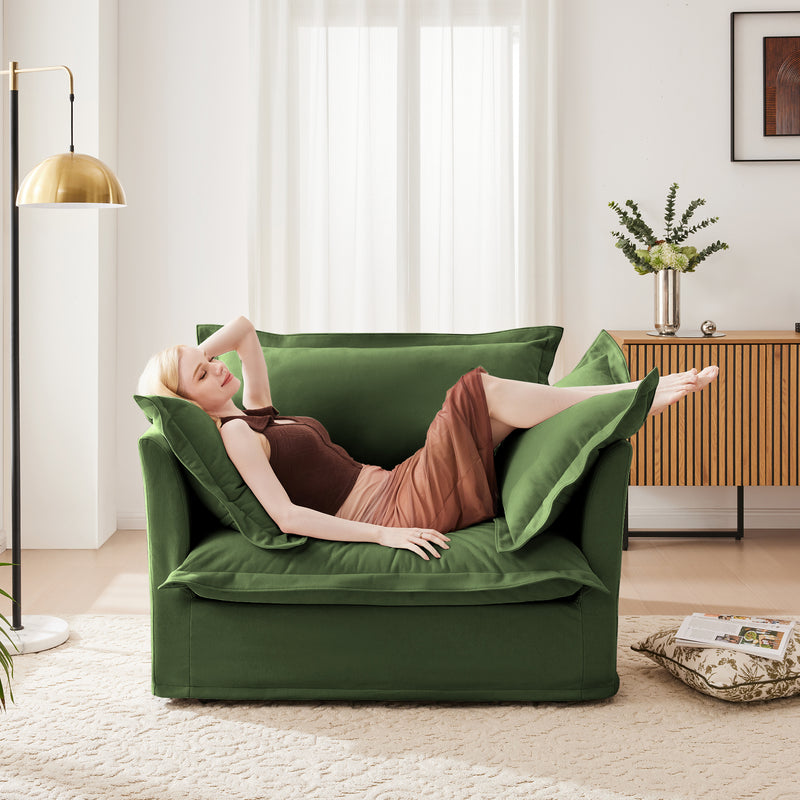Slipcovered Chenille Armchair - Green Chenille