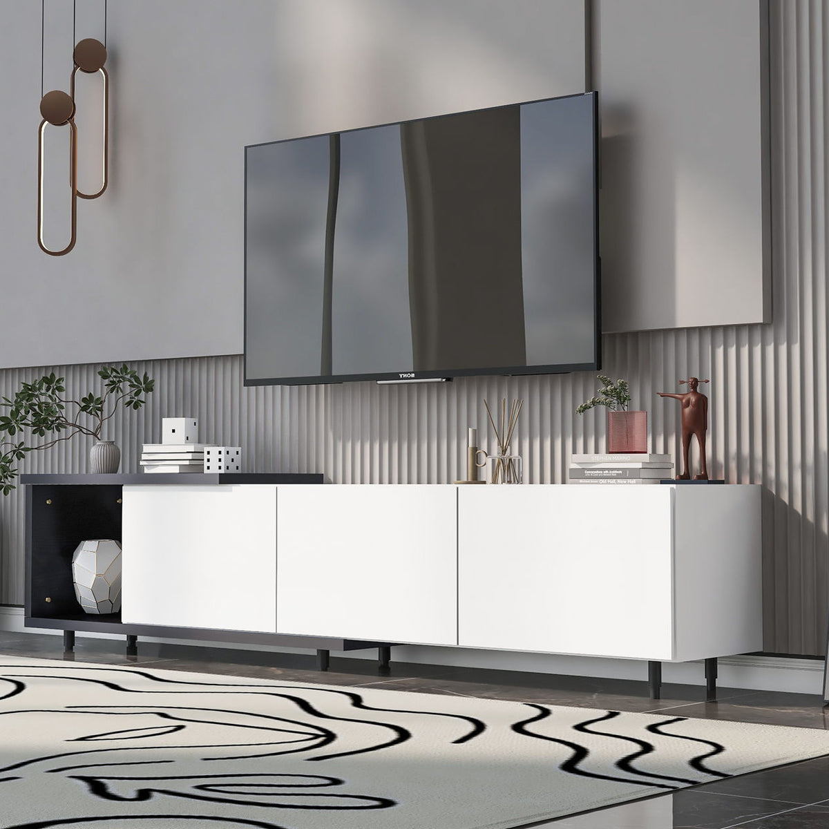 Modern Stylish Extendabletv Stand TV Cabinet For 80" TV