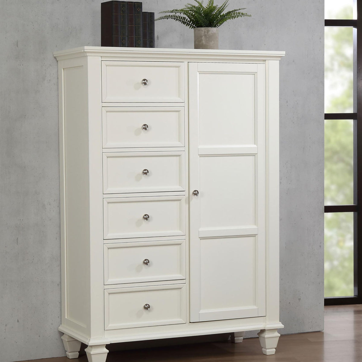 Sandy Beach 8-drawer Door Chest Cream White