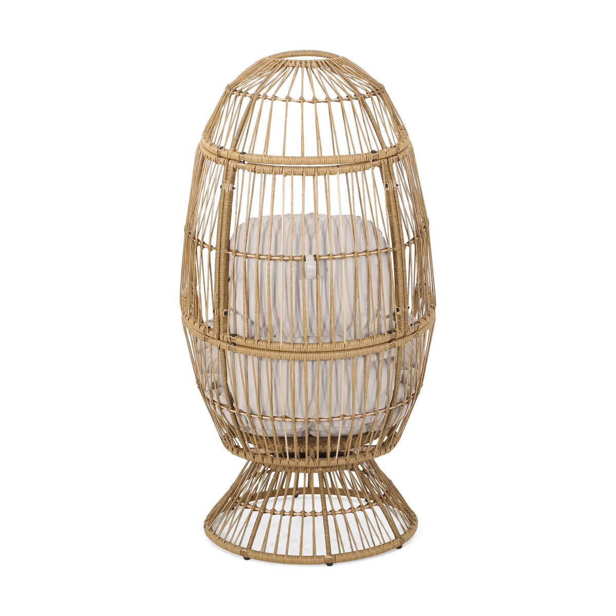 Patio Swivel Basket Egg Chair With Cushion