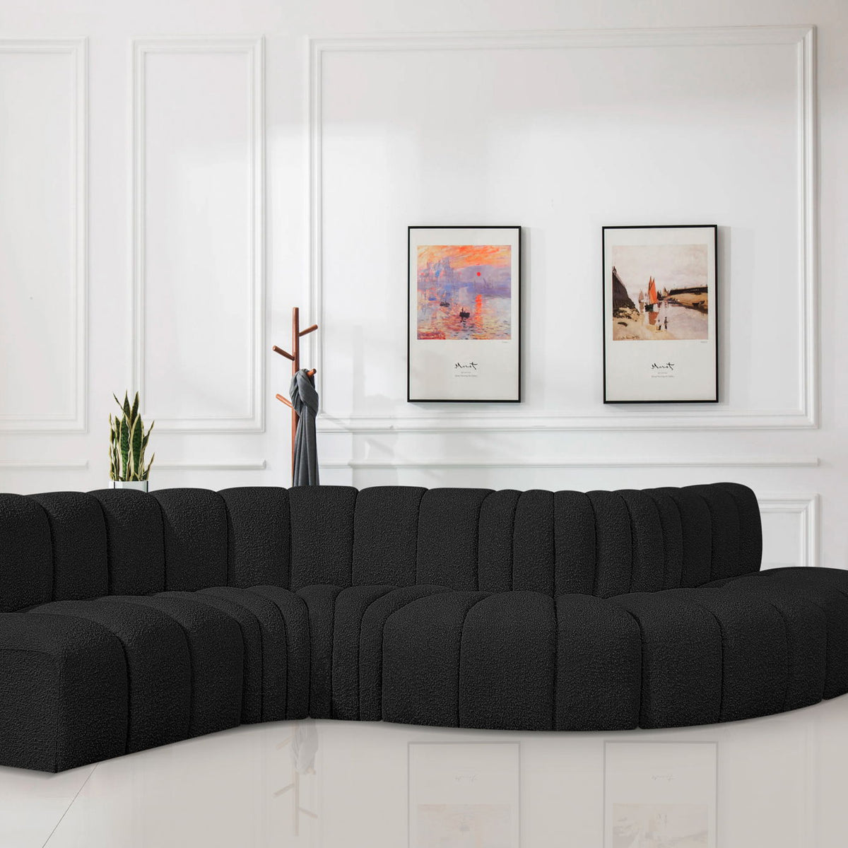 Arc - Boucle Fabric 6 Piece Curved Modular Sofa