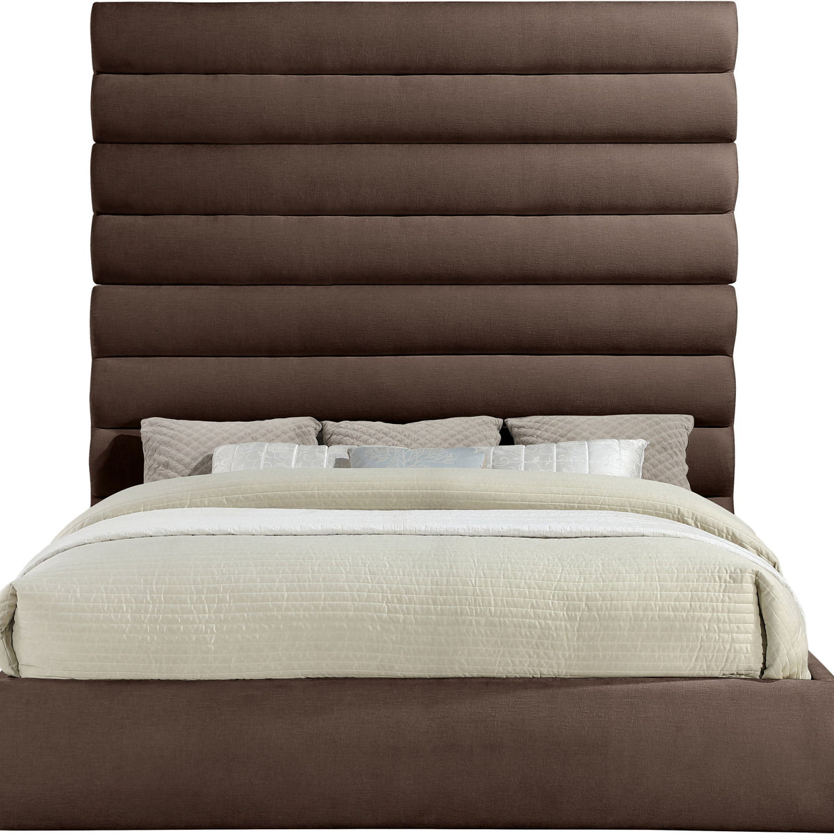 Adam - Chenille Fabric Bed With 89" Headboard