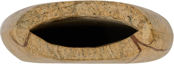 Stone marble vase with dark oval rim opening