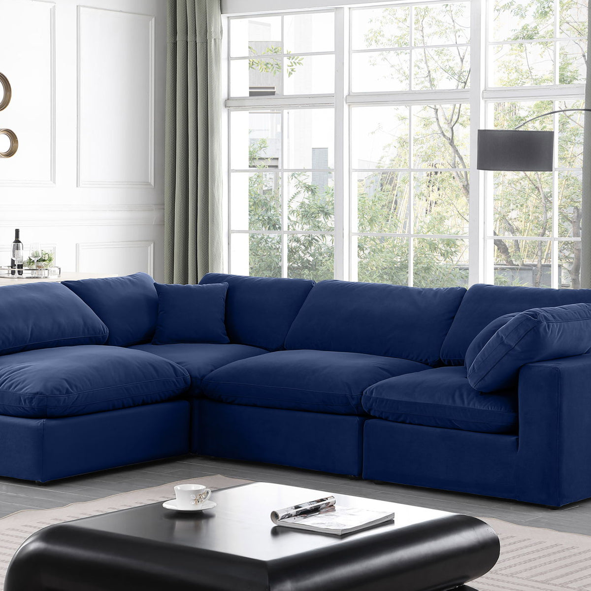 Comfy - 4 Piece Velvet Modular Armless Sectional