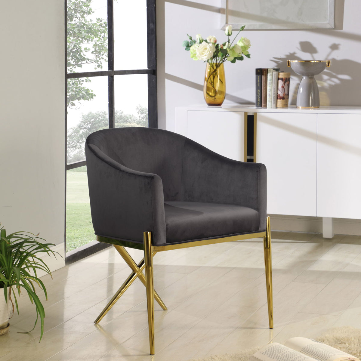 Xavier - Dining Chair with Gold Legs
