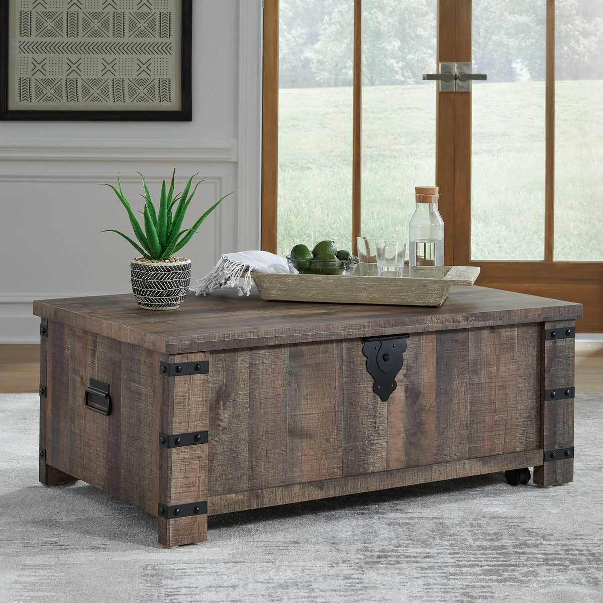 Hollum - Lift Top Cocktail Table - Rustic Brown
