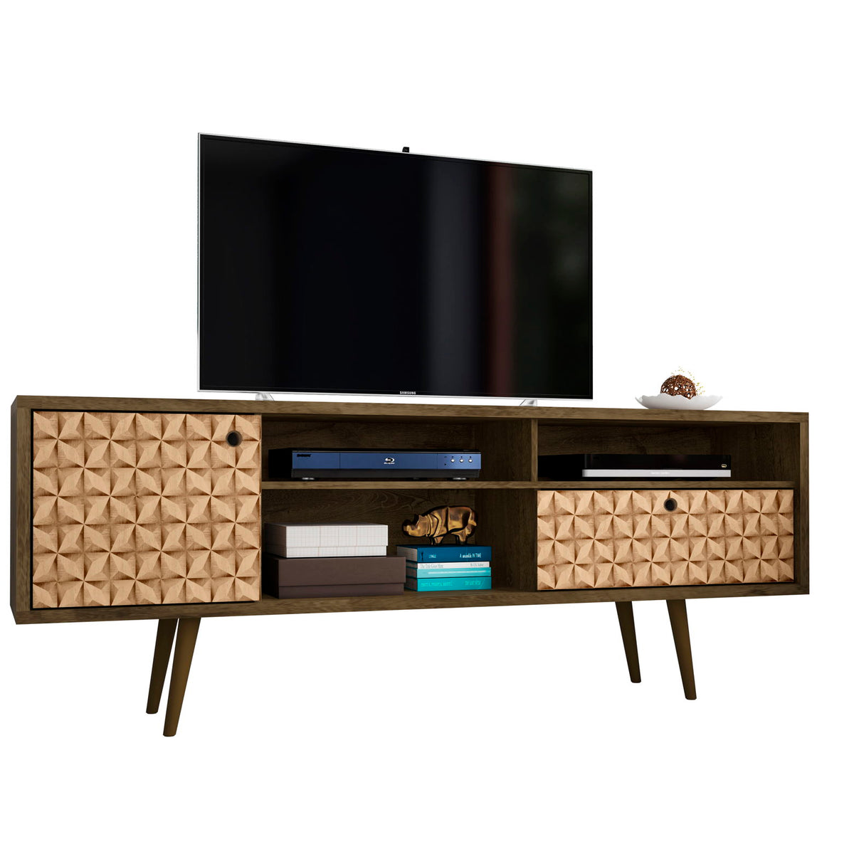 Manhattan Liberty - 71" TV Stand With Rustic Brown Frame