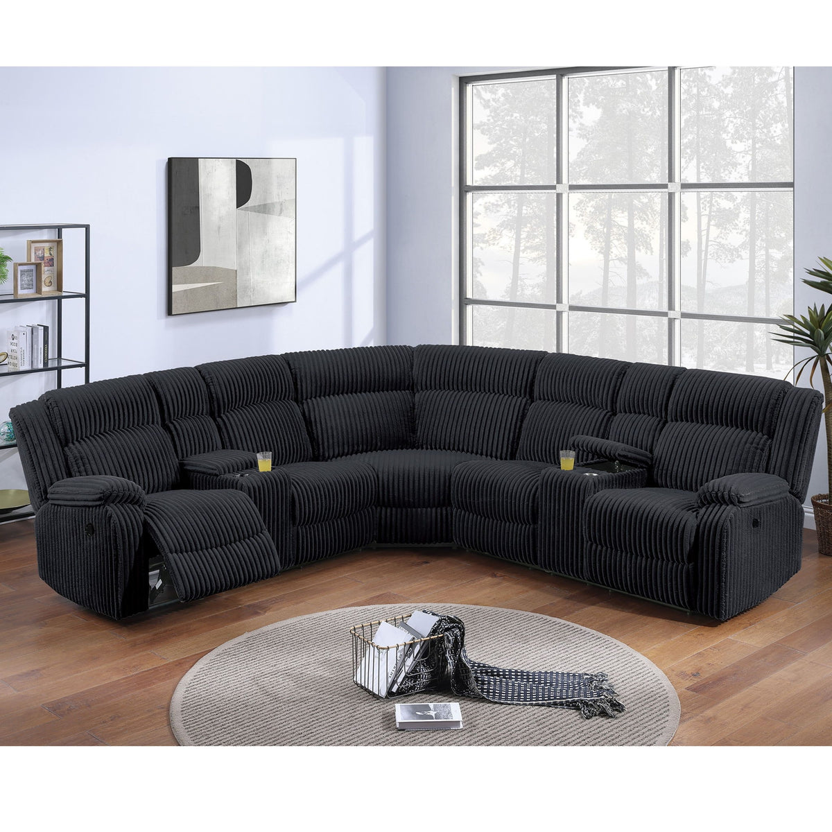 Power Motion Sectional LAF / RAF Loveseat With Console Cup Holders