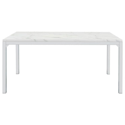 Athena - Rectangular Faux Marble Dining Table - Chrome