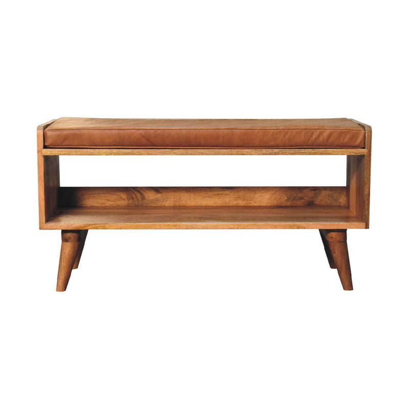 Solid Wood Bench With Upholstered Sea