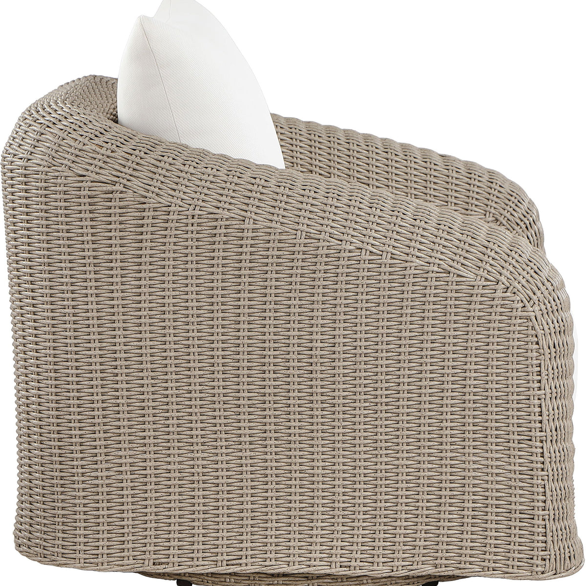 Seacrest - Olefin Water Resistant Fabric And Wicker Outdoor Patio Swivel Chair