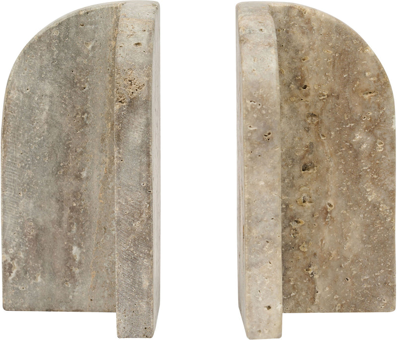 Genuine marble bookends in gray with speckled texture and stone veining.