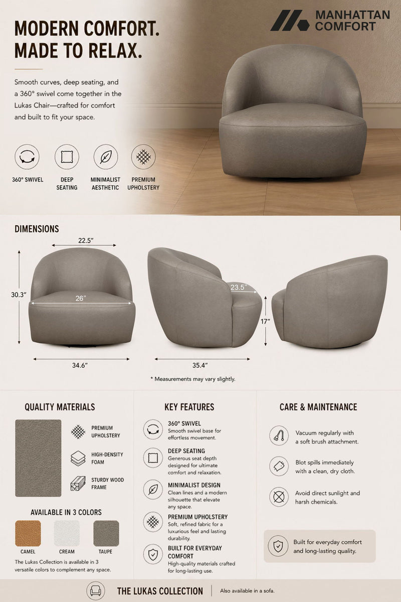 Manhattan Lukas - Upholstered Swivel Accent Chair