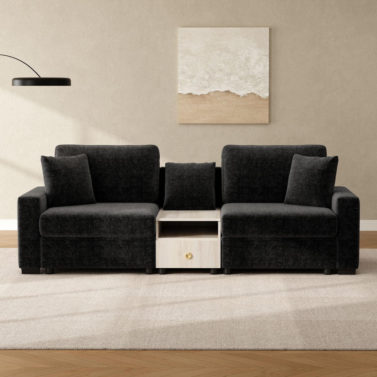 Modular Sofa Couch With Storage Armrest And Center Console