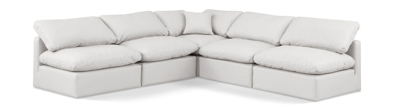 Indulge - Faux Leather 5 Piece Modular Corner Armless Sectional