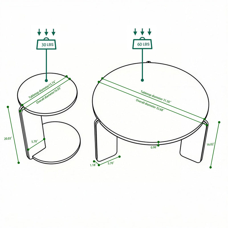 Coffee Table Set With Center Table & Side Table