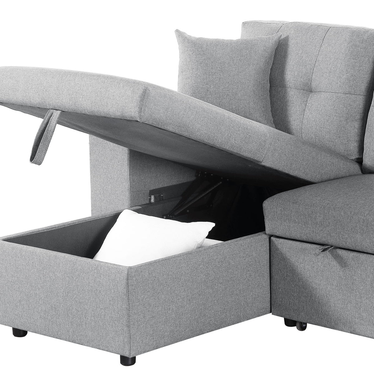 Daniel - Upholstered Reversible Sectional With Pull Out Loveseat - Light Gray