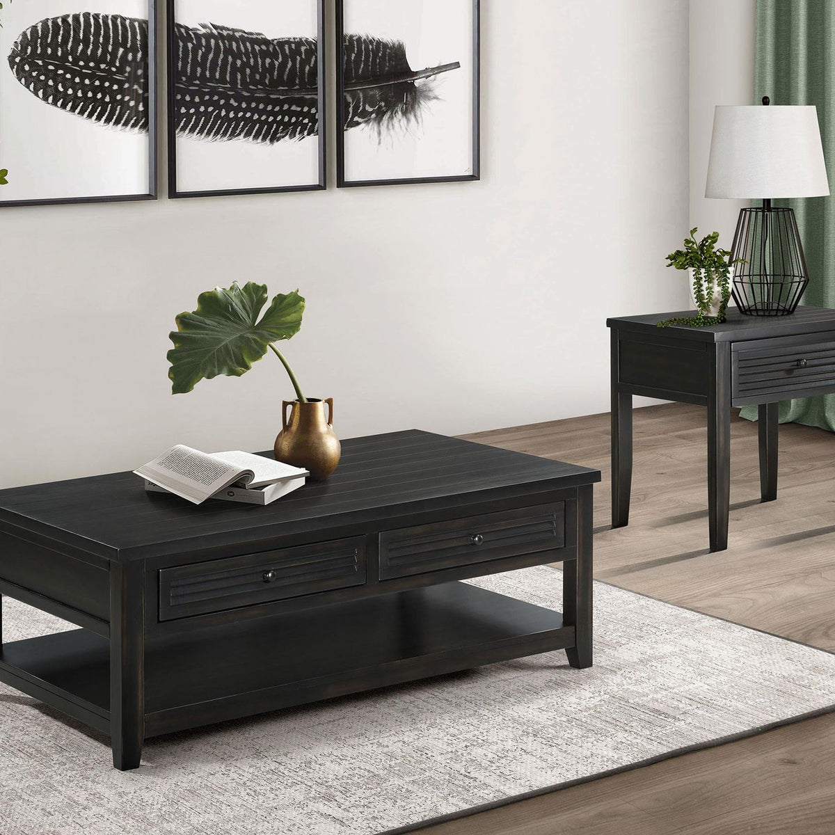 Concord 2-piece Coffee and End Table Set Distressed Java