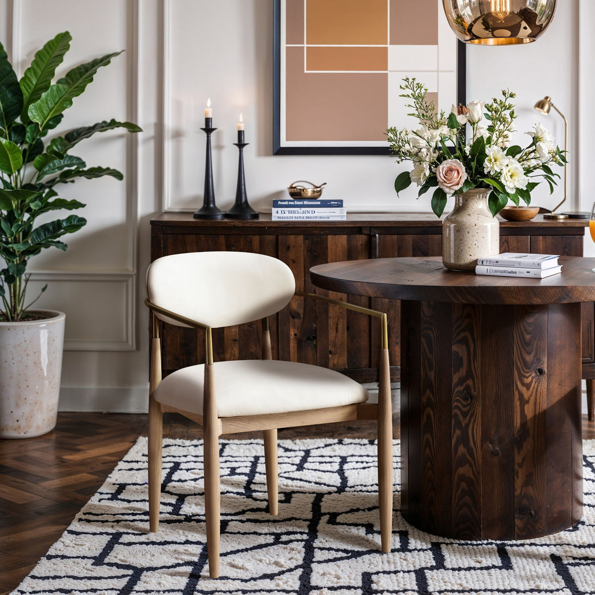 Riccio - Dining Arm Chair (Set of 2) - Natural And Gold Frame