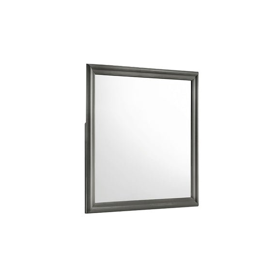 Blaze mirror with dark gray frame and square reflective glass panel