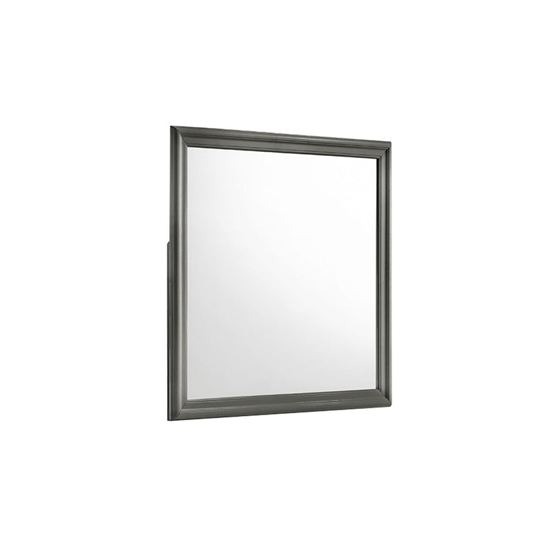 Blaze mirror with dark gray frame and square reflective glass panel