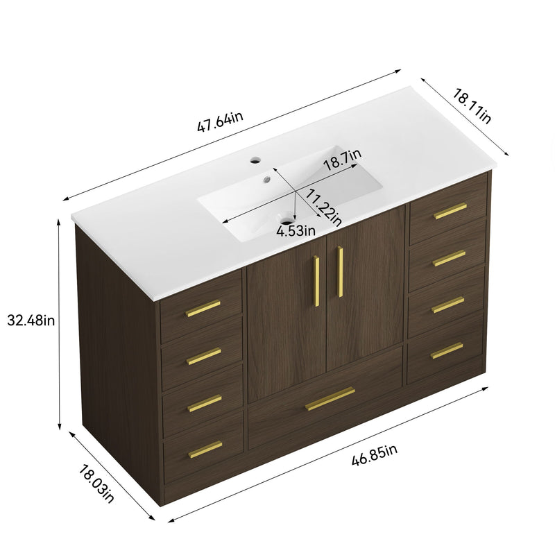 Bathroom Vanity With Abundant Storage 2 Soft Close Doors And 9 Drawers