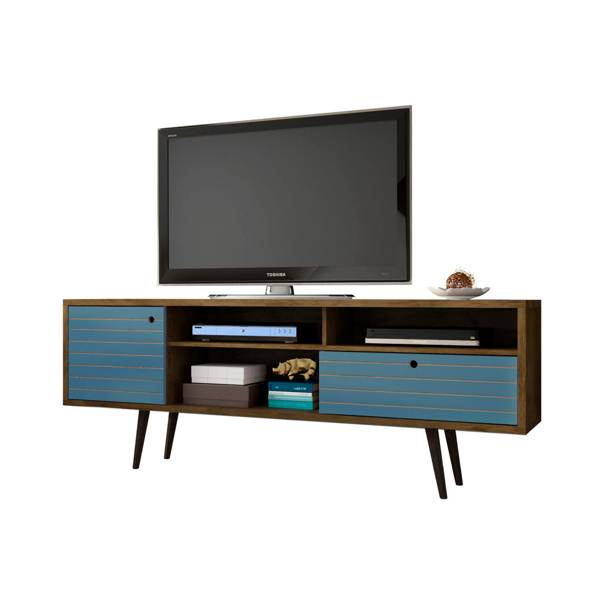 Manhattan Liberty - 71" TV Stand With Rustic Brown Frame