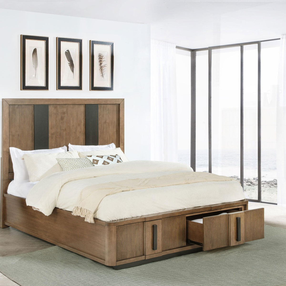 Terrace 2-drawer Queen Storage Bed Ash Brown