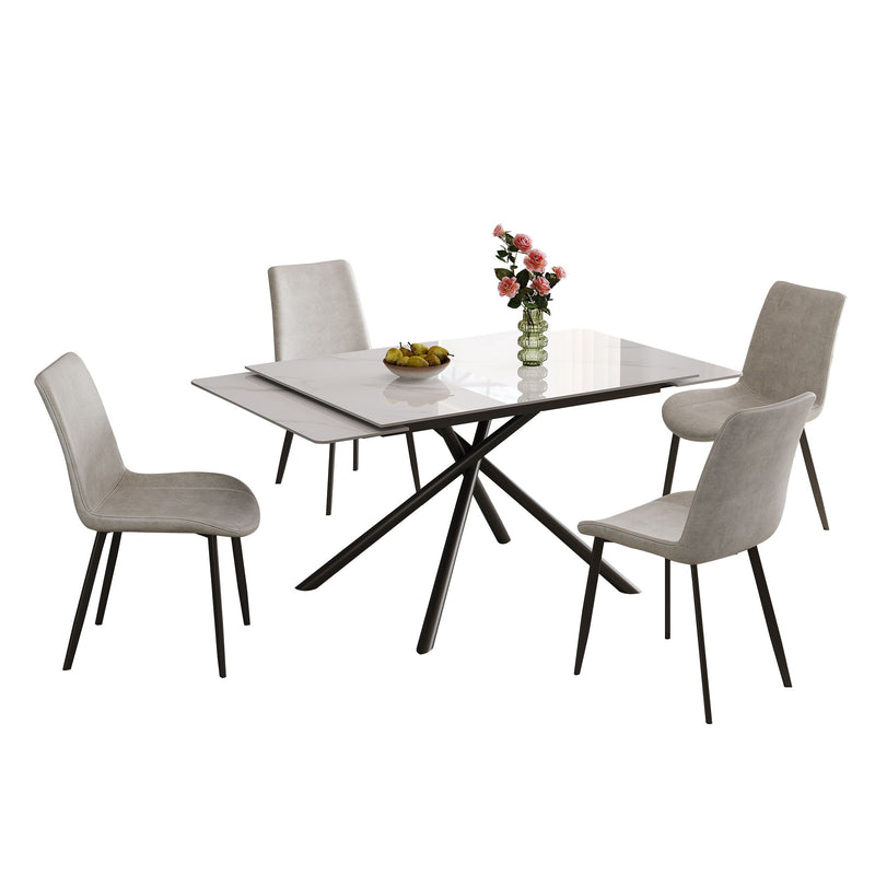 Retractable Sintered Stone Dining Table Set With Chairs